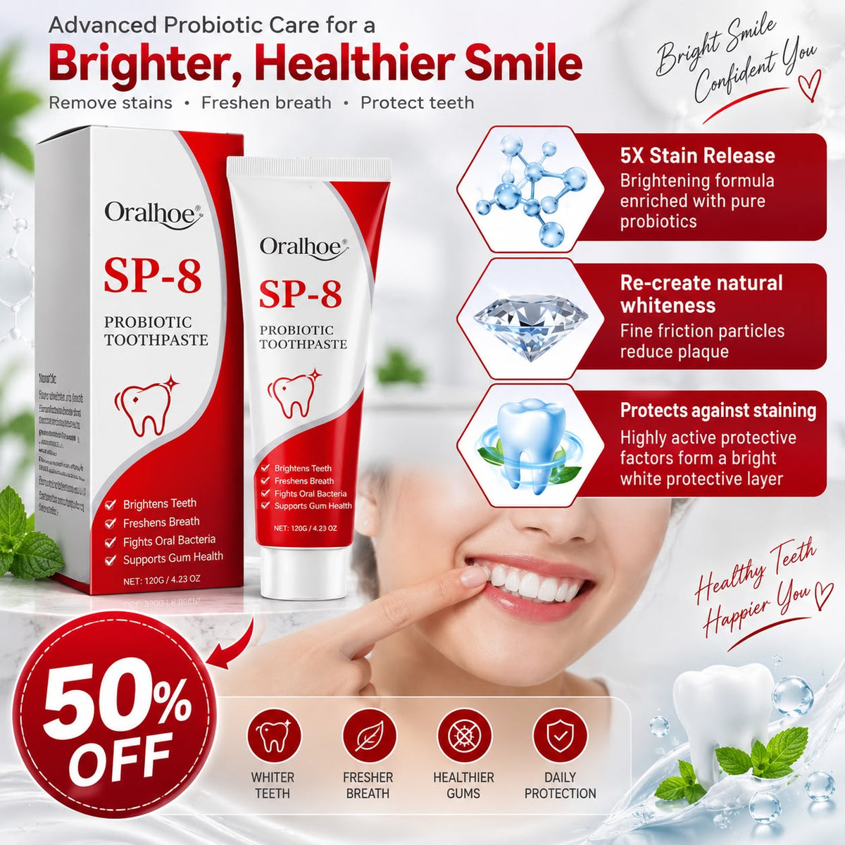 Probiotic Care for Brighter Teeth & Fresher Breath
